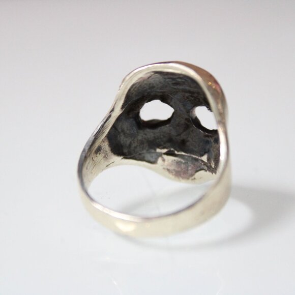 Heavy Skull Ring Silver 925 11.63g Gothic Biker Punk Size 10 Cracked Design - Picture 4 of 9